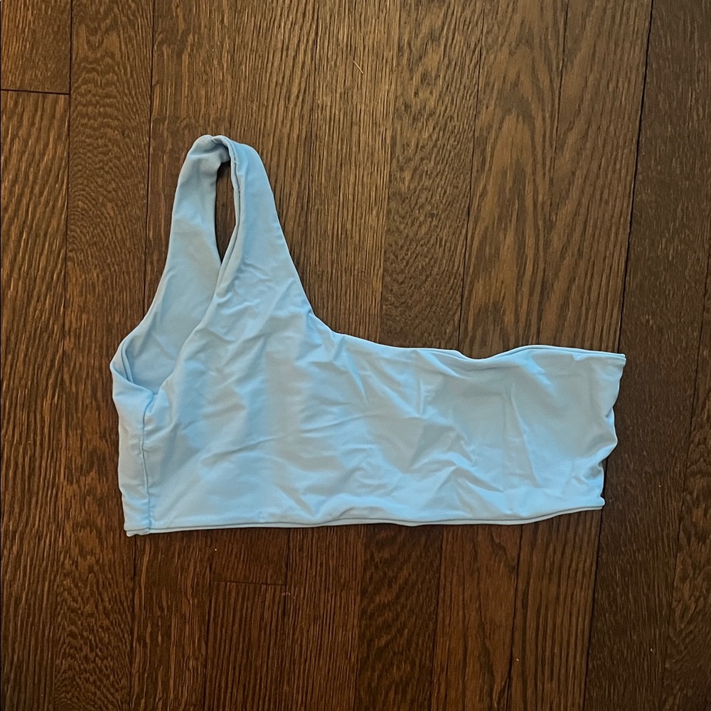 Light Blue One-Shoulder Bathing Suit Top